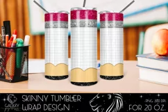 Notebook Sheet Pencil 20 Oz. Skinny Tumbler Wrap Sublimation Product Image 1