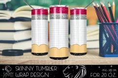 Notebook Sheet Pencil 20 Oz. Skinny Tumbler Wrap Sublimation Product Image 2