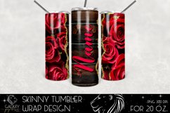 Roses &amp; Wood 20 Oz. Skinny Tumbler Wrap Sublimation Design Product Image 2