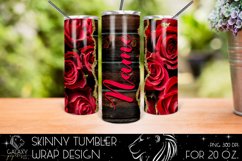 Roses &amp; Wood 20 Oz. Skinny Tumbler Wrap Sublimation Design Product Image 1