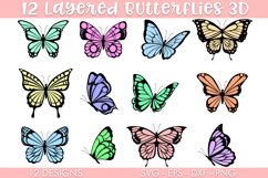 3D Layered Buttefly SVG Bundle Cut file Product Image 1