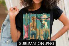 Retro Western Cowgirl PNG Sublimation Product Image 1