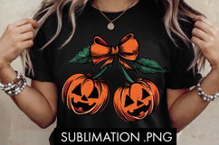Halloween Cherry PNG Spooky Jack-O-Lantern PNG Sublimation Product Image 2