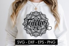 Teacher Mandala SVG Cut file Sublimation Product Image 1