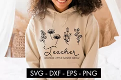 Teacher Helping Little Minds Grow SVG Cut File PNG Product Image 2
