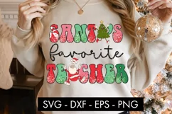 Santa's Favorite Teacher PNG Christmas Sublimation Product Image 1