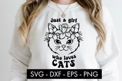Just A Girl Who Loves Cats SVG Cut File PNG Product Image 2