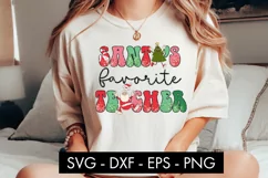 Santa's Favorite Teacher PNG Christmas Sublimation Product Image 2