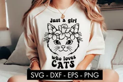 Just A Girl Who Loves Cats SVG Cut File PNG Product Image 1