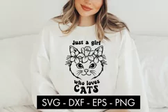 Just A Girl Who Loves Cats SVG Cut File PNG Product Image 3