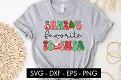 Santa's Favorite Teacher PNG Christmas Sublimation Product Image 3