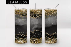 Black And Gold Glitter Tumbler Sublimation PNG Product Image 1