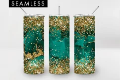 20oz Seamless Golden Blue Turqoise Tumbler Sublimation PNG Product Image 1