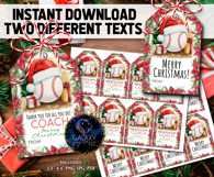 Watercolor Baseball Christmas Favor Tag, Appreciation Tag Product Image 2