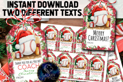 Watercolor Baseball Christmas Favor Tag, Appreciation Tag Product Image 1