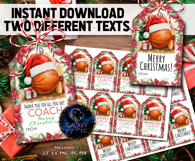 Watercolor Basketball Christmas Favor Tag, Appreciation Tag Product Image 2