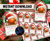 Watercolor Basketball Christmas Favor Tag, Appreciation Tag Product Image 2