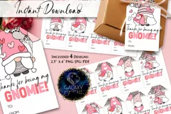 Gnome Valentines Day Favor Tag, Happy Valentine's Day Tag Product Image 1