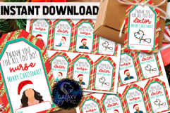 Nurse Doctor Christmas Favor Tag, Nurse Merry Christmas Tags Product Image 2