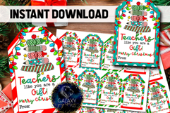Teacher Christmas Favor Tag, Teacher Merry Christmas Tag Product Image 1