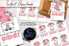 Gnome Valentines Day Favor Tag, Happy Valentine's Day Tag Product Image 2