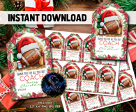 Watercolor Football Christmas Favor Tag, Appreciation Tag Product Image 2