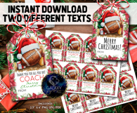 Watercolor Football Christmas Favor Tag, Appreciation Tag Product Image 2