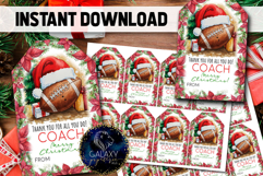 Watercolor Football Christmas Favor Tag, Appreciation Tag Product Image 1