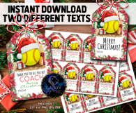 Watercolor Softball Christmas Favor Tag, Appreciation Tag Product Image 2