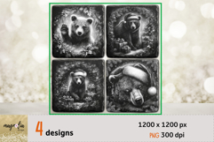 CHRISTMAS BEAR slate coaster engraving png Product Image 1