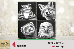 Funny animals slate coaster engraving bundle png Product Image 1