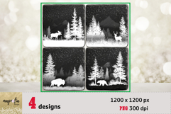Forest Scene PNG Laser Engraving, Woodland Animals Coaster Product Image 1