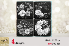 PEONIES wedding| MR &amp; Mrs BOHO slate coaster engraving Product Image 1
