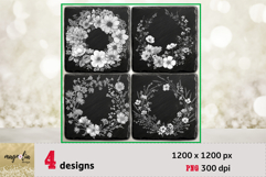 WILD flower wreath| boho wedding slate coaster engraving Product Image 1