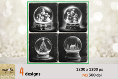 SNOW GLOBE Christmas slate coaster engraving png Product Image 1