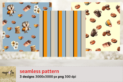 Woodland seamless pattern with coffee beans, png Product Image 1