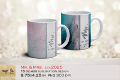 Mr. &amp; Mrs. est.2025 mug 15 oz wrap sublimation png Product Image 1