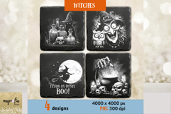 Halloween Witch Coaster Laser Engraving PNG Product Image 1