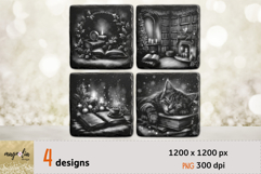 BOOK LOVER Christmas gift, slate coaster engraving PNG Product Image 1