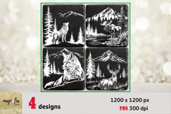 Woodland animals slate coaster engraving bundle png Product Image 1