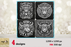 Highland Cow PNG | Sarcastic Coffee Quote Laser Engraving Product Image 1