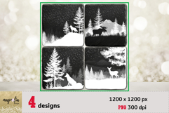 Forest Scene PNG Laser Engraving, Woodland Animals Coaster Product Image 1