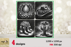 WESTERN Christmas slate coaster engraving png Product Image 1