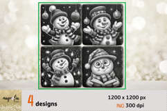 SNOWMAN Christmas slate coaster engraving png Product Image 1