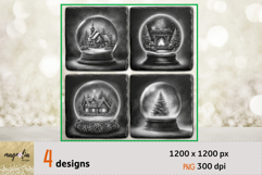 SNOW GLOBE Christmas slate coaster engraving png Product Image 1