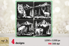 Woodland animals slate coaster engraving bundle png Product Image 1