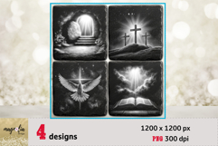 Christian EASTER slate coaster engarving file png Product Image 1