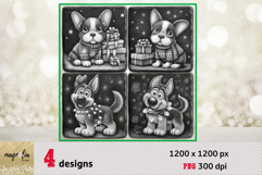 Funny Christmas DOGS slate coaster engraving png Product Image 1