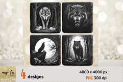 Halloween Coaster Wolf Laser Engraving PNG Product Image 1