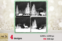 Forest Scene PNG Laser Engraving, Woodland Animals Coaster Product Image 1